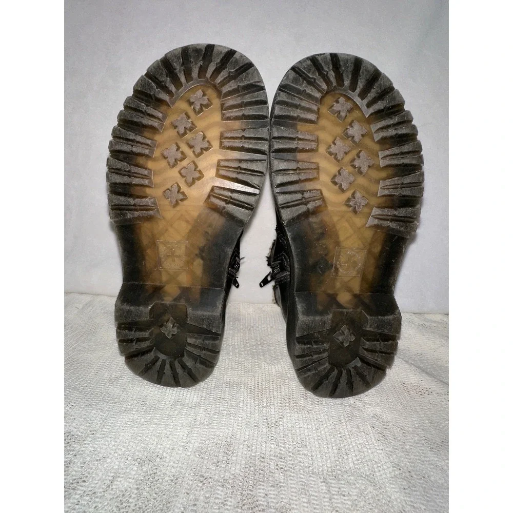 Dr Martens Kids‎ Black Leather Leopard Fur Lined Chelsea Boots